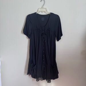Marithe Francois Girbaud Black Short Sleeve Babydoll Bubble Dress | Size M